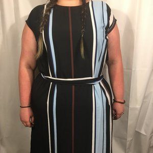 Alfani Black, Blue and White striped Dress Sz 18W